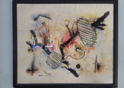 Hubert Berke - Wasserfarben - Titel: "zu Thema JAZZ" - ca.1947 - O-Size: 64 x 53 - Ort: Obergeschoss über dem Küchenfenster - (4 von 4) - https://de.wikipedia.org/wiki/Hubert_Berke