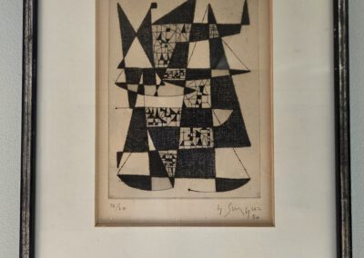 Gustav Signier - Radierung - Titel: "OT" - 1950 - O-Size: 15 x 20 - Ort: Obergeschoss lange Fensterreihe - zwischen Fenster 3 und 4 (1 von 2) - https://de.wikipedia.org/wiki/Gustave_Singier