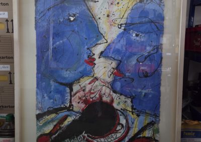 Marion Menzel - Mischtechnik & Kaffeesatz - Titel: "Uwe & Thomas" - 1992 - O-Size: 75 x 116 - Ort: Depot - https://www.menzel-marion.de/